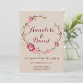 素朴バラ結婚式招待状 招待状 (スタンド正面)