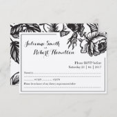 素朴バラ花式RSVPカード 出欠カード (正面/裏面)