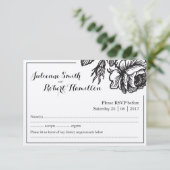 素朴バラ花式RSVPカード 出欠カード (スタンド正面)