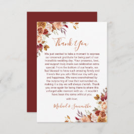 素朴バラ菊秋の結婚式 サンキューカード