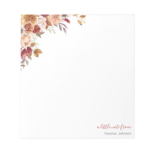 素朴バラ菊秋の結婚式 ノートパッド (正面)