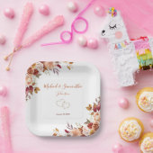 素朴バラ菊秋の結婚式 ペーパープレート (パーティー)