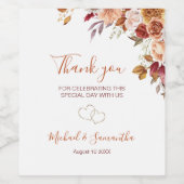 素朴バラ菊秋の結婚式 ワインラベル (シングルラベル)