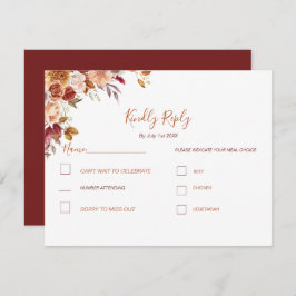 素朴バラ菊秋の結婚式 出欠カード