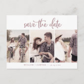 素朴バラ金ゴールド3写真テンプレート日付の保存 インビテーションポストカード (正面)