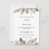 素朴バラ、ピンク 招待状 (正面)