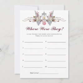 素朴バラ&ランタンブライダルシャワーゲームカード 招待状