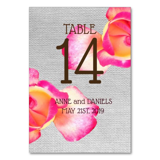 素朴バラ、表番号カード テーブルナンバー (正面)