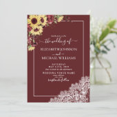 素朴バーガンディひまわり木結婚本 招待状 (スタンド正面)