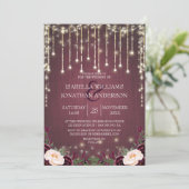 素朴バーガンディ木材&ストリングラ結婚イト 招待状 (スタンド正面)