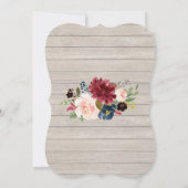 素朴バーグンディフローラウッドの手書き結婚の入力 招待状 (裏面)