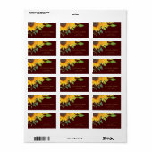 素朴バーグンディ結婚ヒマワリ ラベル (フルシート)