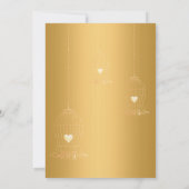 素朴バードケージ白ストライプ海軍金ゴールド結婚2s 招待状 (裏面)