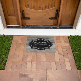 素朴バーンウッド黒い歓迎ファミリー名 ドアマット