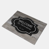 素朴バーンウッド黒い歓迎ファミリー名 ドアマット (アングル)