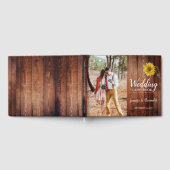 素朴バーンドウッド写真ひまわり国ウェディング ゲストブック (全面)