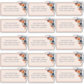 素朴バーンドオレンジ&ブルー結婚のゲストアドレス シール (正面)