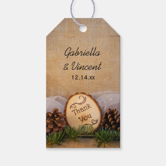素朴パインズウッドラ結婚ンドのメッセージカード ギフトタグ (正面)