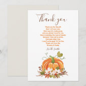 素朴パンプキ感謝していンユー素朴秋ベビーシャワー サンキューカード (正面/裏面)