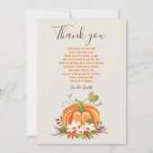 素朴パンプキ感謝していンユー素朴秋ベビーシャワー サンキューカード (正面)