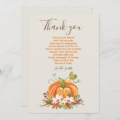 素朴パンプキ感謝していンユー素朴秋ベビーシャワー サンキューカード (正面/裏面)