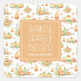 素朴パンプキ葉ン感謝感謝賛美金 スクエアシール