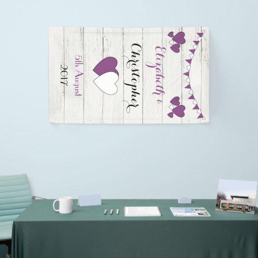 素朴パーソナライズされたの結婚背景パープル 横断幕 (トレードショー)