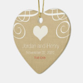 素朴パーソナライズされたエレガント写真ハートオーナメント セラミックオーナメント (左)
