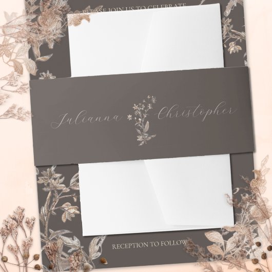 素朴パーソナライズされたエレガント野結婚花 招待状ベリーバンド