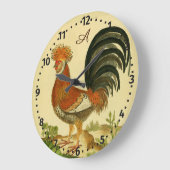 素朴パーソナライズされたカラフル鶏の丸鶏 ラージ壁時計 (傾斜)