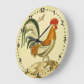 素朴パーソナライズされたカラフル鶏の丸鶏 ラージ壁時計 (傾斜)