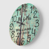 素朴パーソナライズされたティール（緑がかった色）ウ動揺してッドカスタム ラージ壁時計 (傾斜)