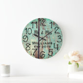 素朴パーソナライズされたティール（緑がかった色）ウ動揺してッドカスタム ラージ壁時計 (ホーム)