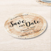 素朴パーソナライズされた救日の印刷木材 ラウンドペーパーコースター (アングル)