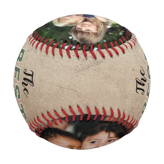 素朴パーソナライズされた最高のパパ写真父の日 野球ボール (裏面)