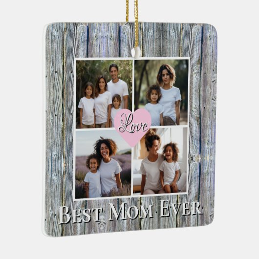 素朴パーソナライズされた最高の4枚の写真 セラミックオーナメント (右)