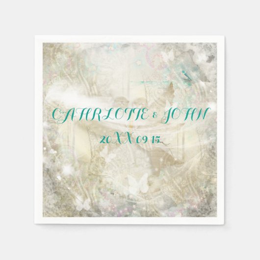 素朴パーソナライズされた結婚のナプキン スタンダードカクテルナプキン (正面)