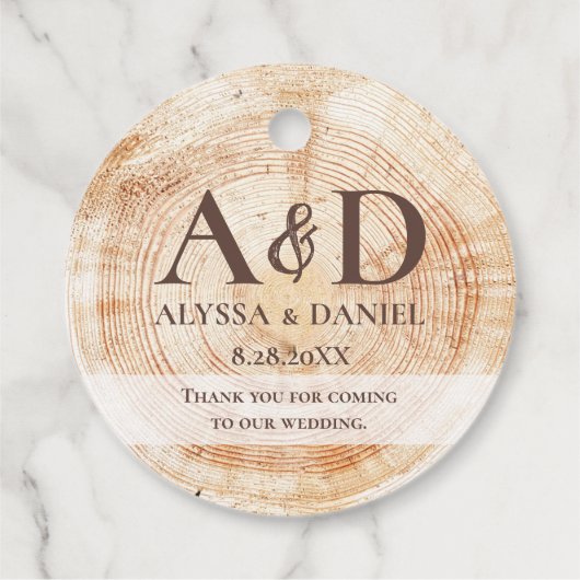 素朴パーソナライズされた結婚モノグラム フェイバータグ (裏面)