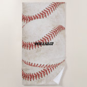 素朴パーソナライズされた野球モダンエレガントトレンディー ビーチタオル (正面)