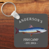 素朴パーソナライズされた魚釣り キーホルダー (正面)