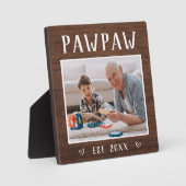 素朴パーソナライズされたPawpaw Grandpa写真 フォトプラーク (正面)
