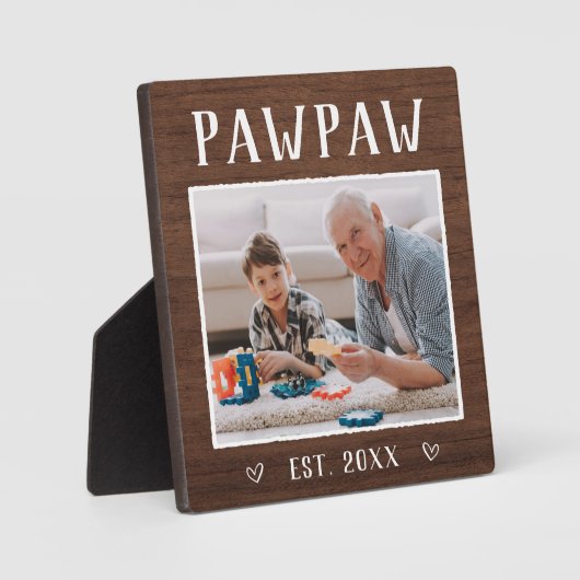 素朴パーソナライズされたPawpaw Grandpa写真 フォトプラーク (正面)