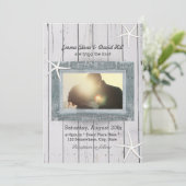 素朴ヒトデ&風化木材フォトズ結婚ス 招待状 (スタンド正面)