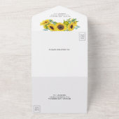 素朴ヒマワリとユーカリ結婚枝 オールインワン招待状 (外側)