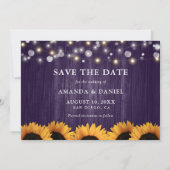 素朴ヒマワリの木の紫結婚の写真 セーブザデート (裏面)