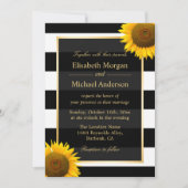 素朴ヒマワリストライプの結婚ズ 招待状 (正面)