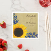 素朴ヒマワリパーソナライズされた結婚の青 スタンダードカクテルナプキン (インサイチュ)