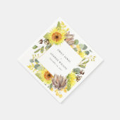 素朴ヒマワリフローラ結婚 スタンダードカクテルナプキン (角)