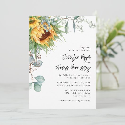 素朴ヒマワリユーカリフローラ結婚ズ 招待状 (スタンド正面)