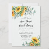 素朴ヒマワリユーカリフローラ結婚ズ 招待状 (正面)
